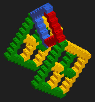 Three rhombuses from LEGO blocks