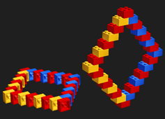 The experiment with the construction of a large rhombus from LEGO blocks