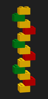 Лестница из кубиков ЛЕГО трех разных цветов